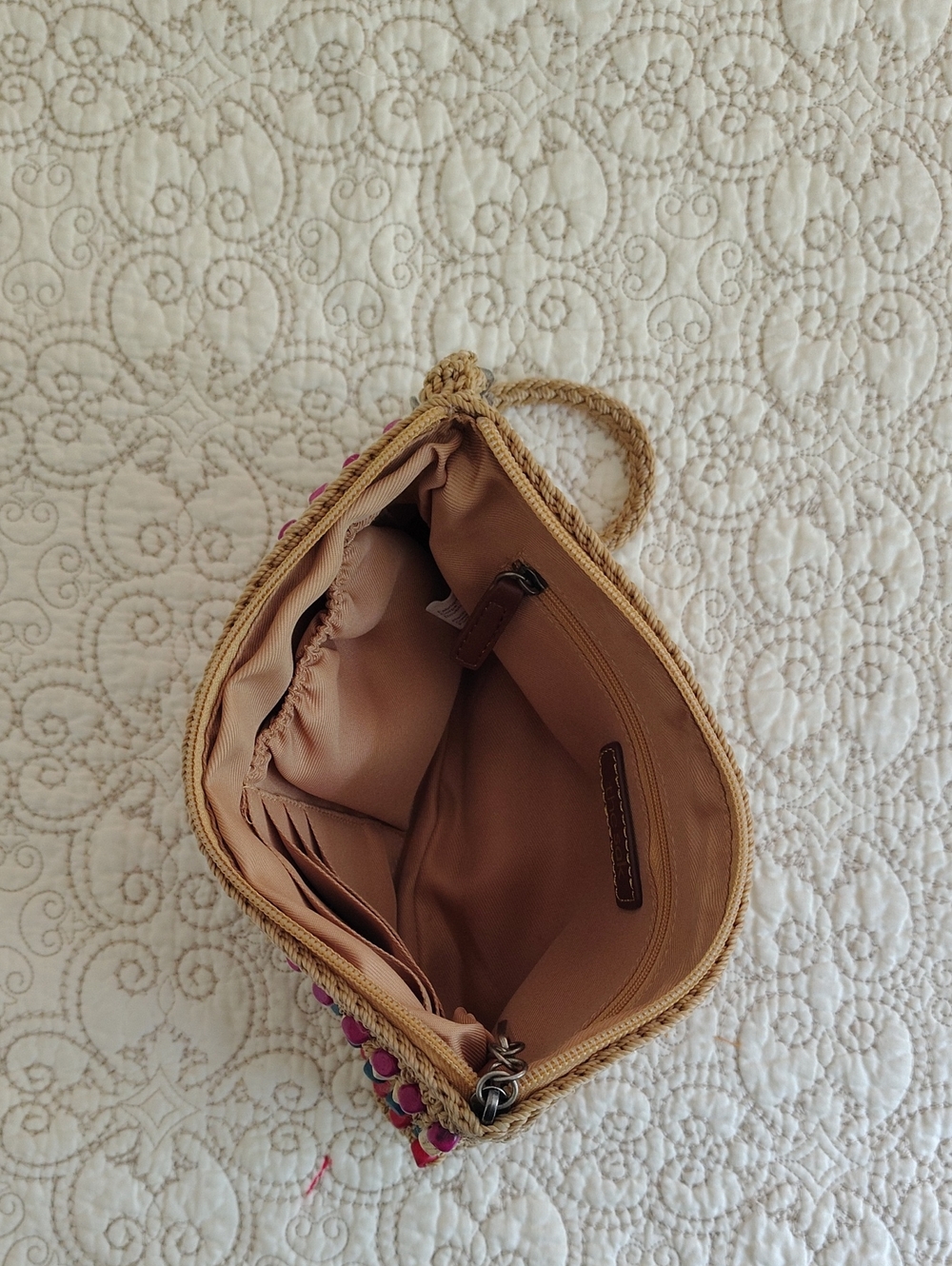 The Sak Sayulita Crochet Wristlet Pouch Purse Boho Wooden Beads Pink Blue - Picture 13 of 15